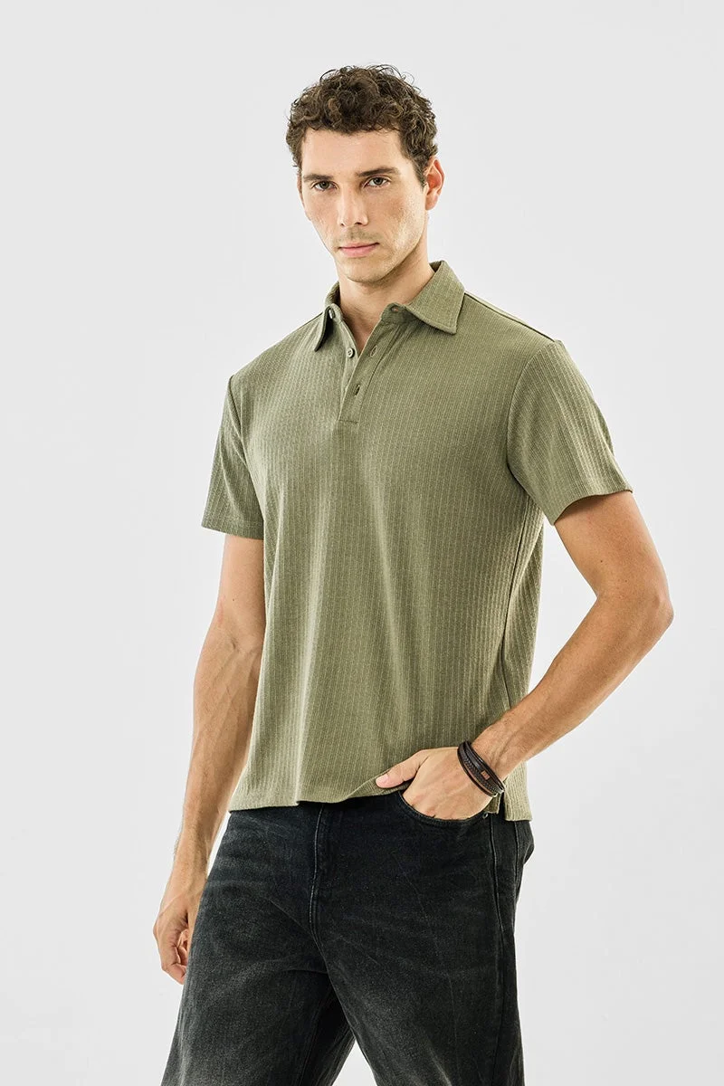 سنيتش تيشيرت بولو محبوك مطاطي بقصة عادية